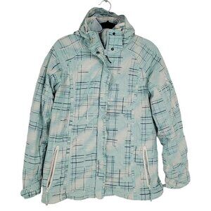 Columbia womens large blue abstract stripe bugaboo interchange ski winter jacket